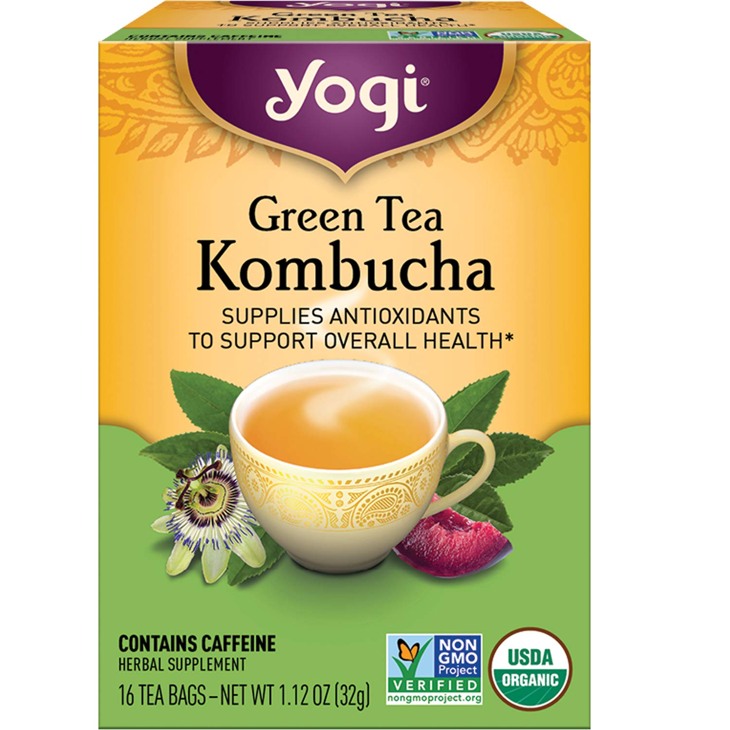 HCMTrà xanh Kombucha hữu cơ Yogi Green Tea Kombucha hộp 16 gói USA