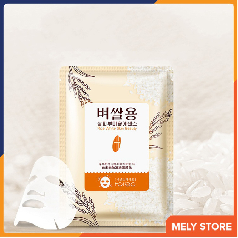 Combo 5 mặt nạ giấy dưỡng da Gạo Trắng Rice White Skin Beauty giúp dưỡng trắng, làm da sáng màu, mặt nạ giấy dưỡng ẩm, làm săn và tăng độ đàn hồi, chống lão hóa SPU078