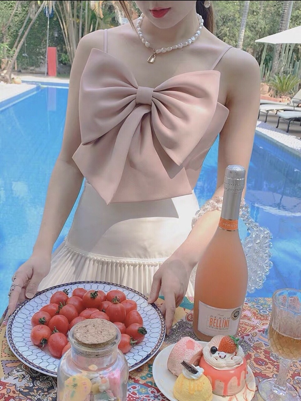 Mẫu mới áo hai dây nơ trước vải form dưới 45kg trở lại áo kiểu croptop áo thiết kế nơ trước ngực xinh xắn áo đẹp giá rẻ