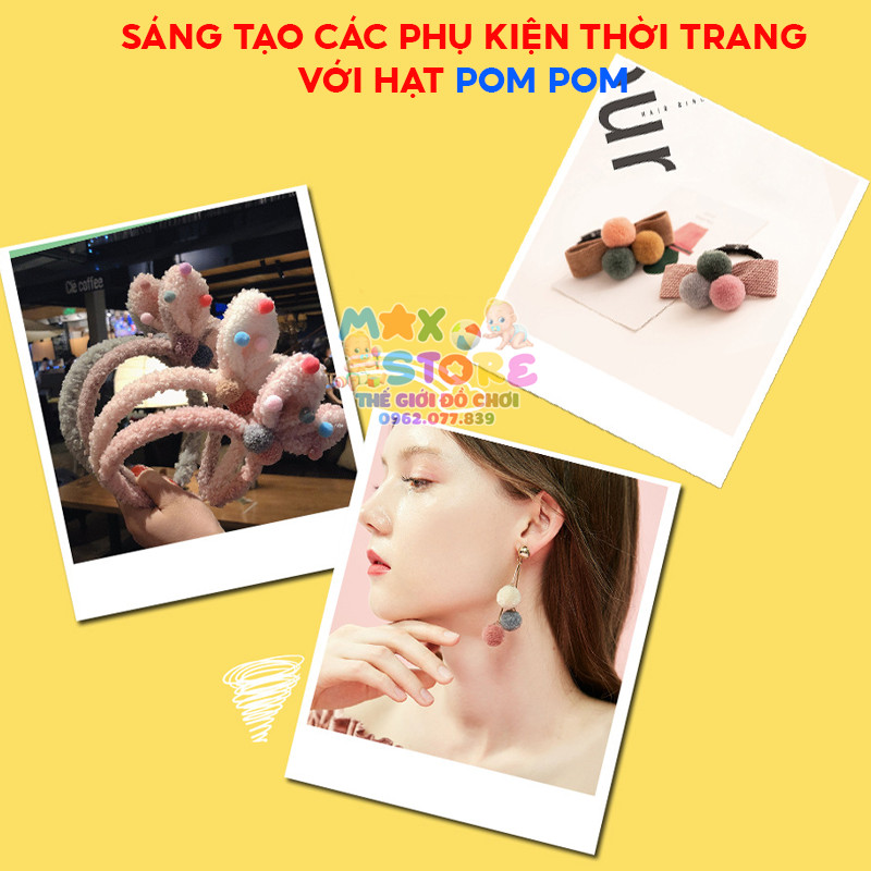 [Tặng kẹp nhựa] Túi Hạt PomPom Kích Thước Từ 1cm - 3cm Màu Sắc Đa Dạng