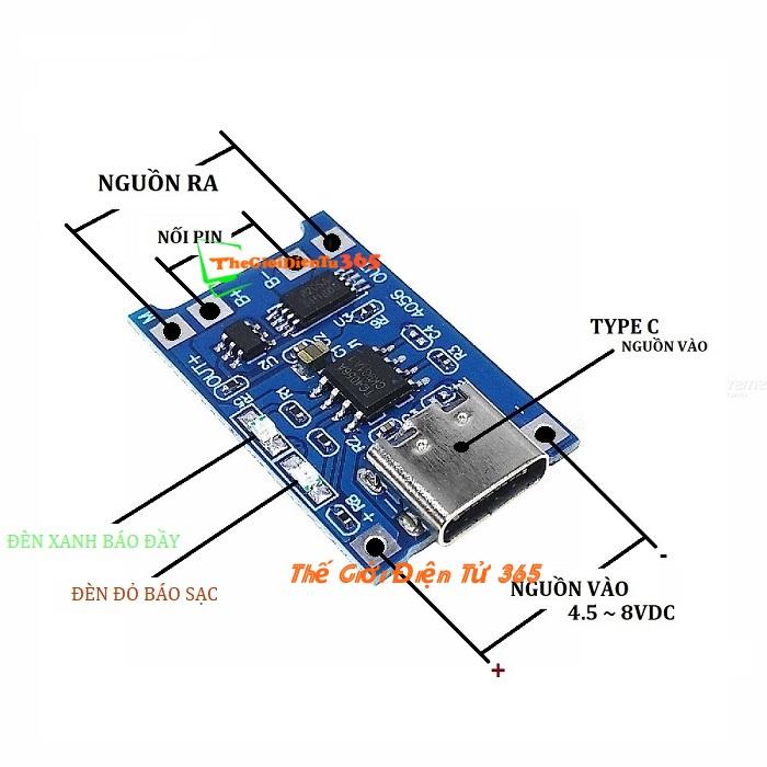 MẠCH SẠC PIN 1A TP4056 – TYPE C