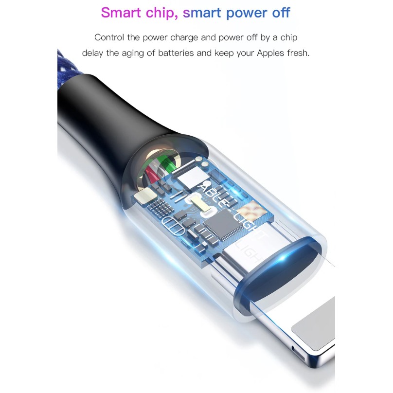 Cáp sạc tự ngắt BASEUS C-Shaped Light Intelligent power-off 2.4A 1m