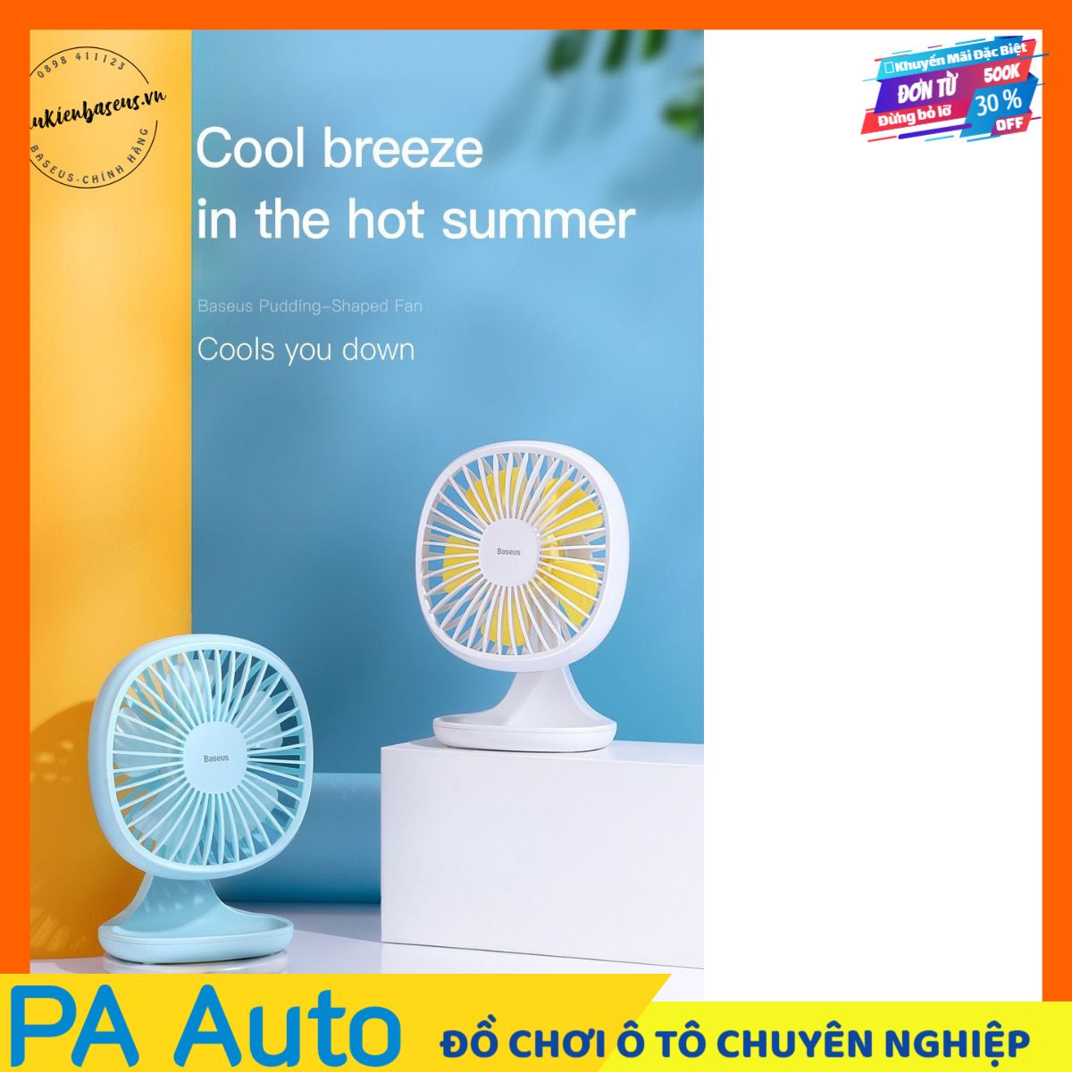 Quạt mini để bàn Baseus Pudding-Shaped Fan (3 tốc độ - Air Cooling Fan Clip Desk Fan)