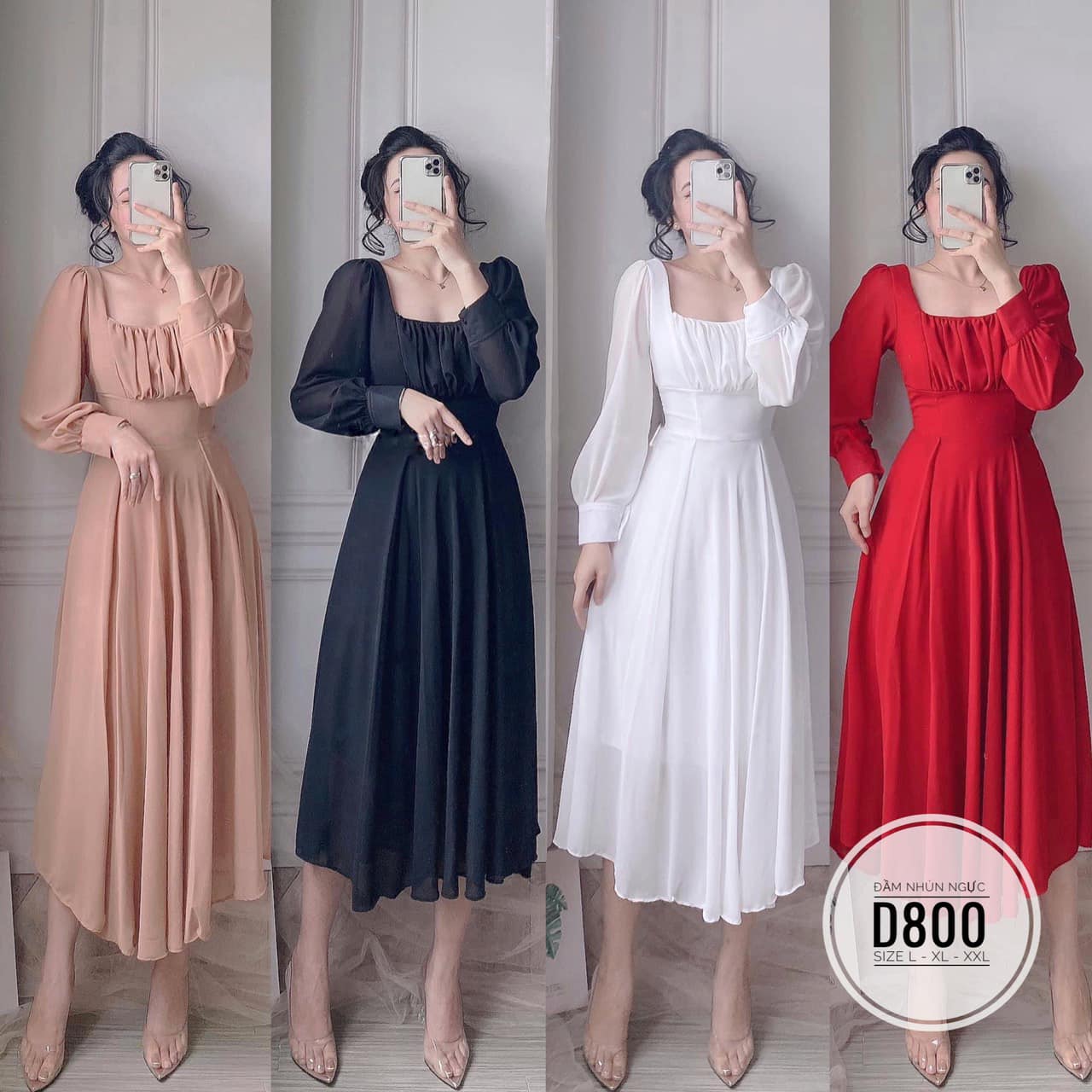 BIGSIZE Đầm xếp ngực D914
