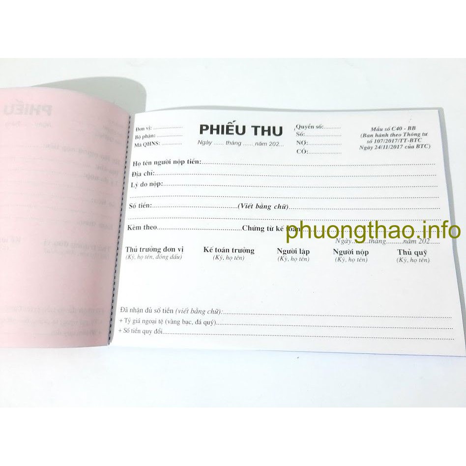 Phiếu thu, Phiếu chi - Giấy carbon đẹp ( 2 liên, 3 liên - A5 )
