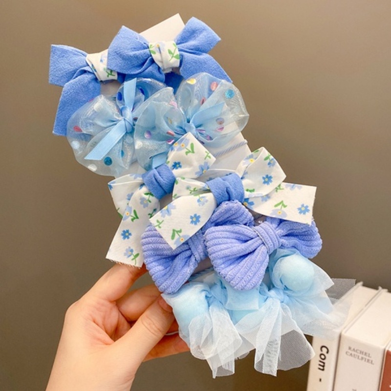 Set 10 Dây Cột Tóc Nơ Bướm Xinh Xắn Cho Bé Gái