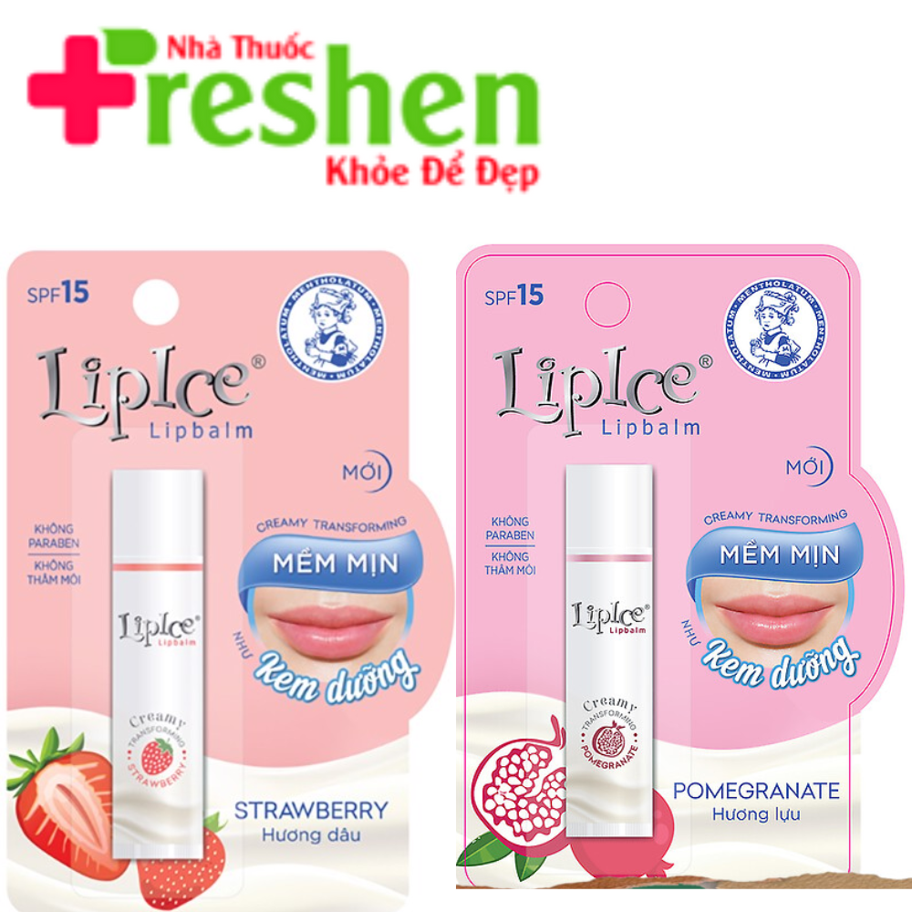 [HCM]Son dưỡng môi không màu chuyển kem mịn Lipice Lipbalm Creamy transforming hương dâu, lựu 4.3G