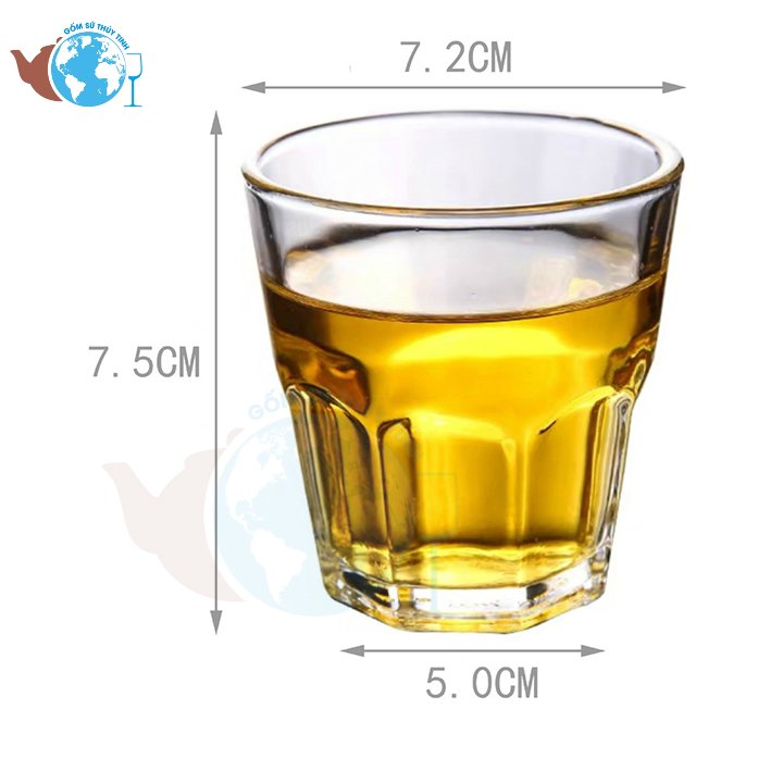 Bộ 6 cái ly thủy tinh 8 GÓC NHỎ KH130 uống trà, ly uống rươu đá lạnh