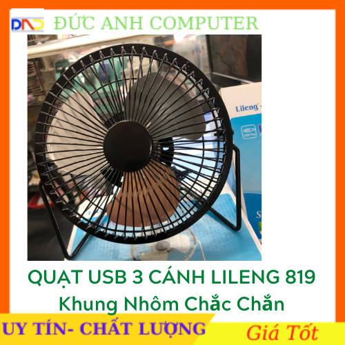 Quạt usb mini fan lileng 819 loại 3 cánh lồng sắt 16cm quay 360 độ tiện dụng