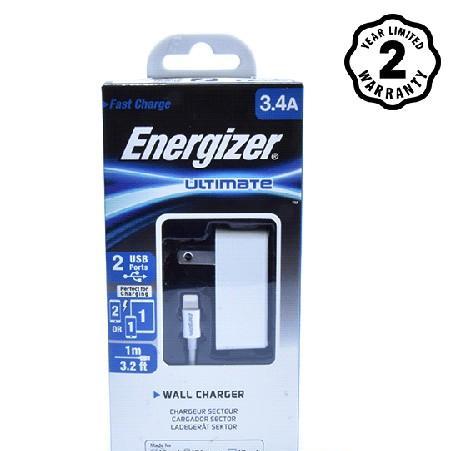 Sạc Energizer ACA2CUSULI3 & Cáp Lightning - 2 cổng