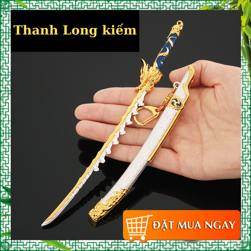 [Có quà tặng kèm] katana rồng vàng mô hình móc khóa cực chất