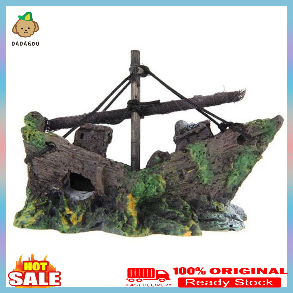 Resin Sailing Boat Sunk Ship Figurine DIY Miniature Aquarium Fish Tank Ornament