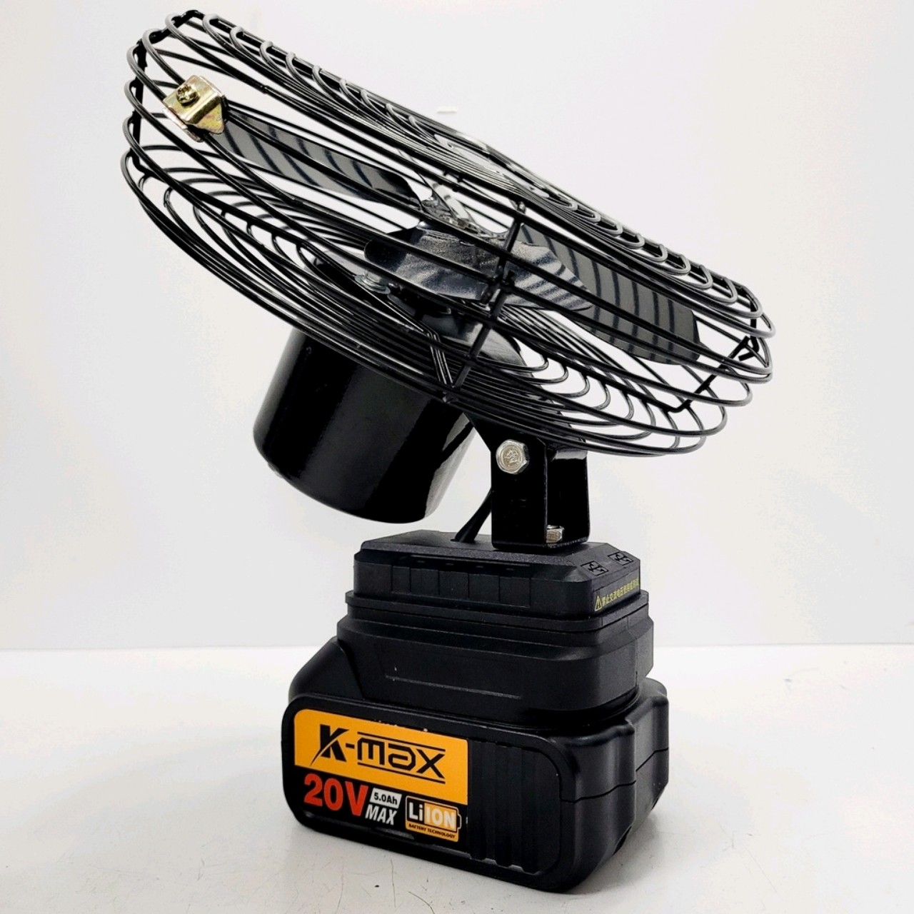 Quạt chạy pin hitachi 8 inch cánh sắt 21cm lồng thép mạ, dùng chung pin chân pin thông dụng hitachi 14,4v - 21v