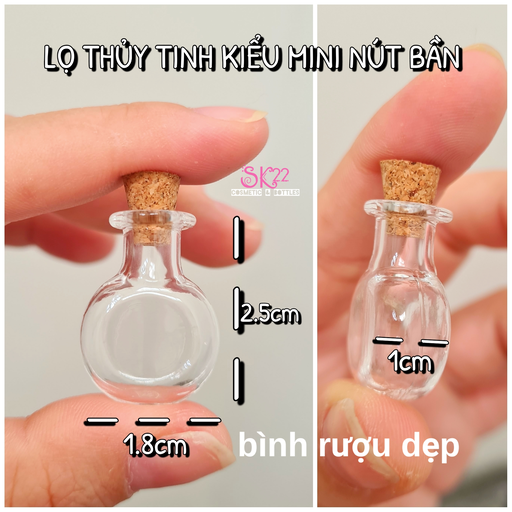 🧡Set 5 LỌ THỦY TINH KIỂU MINI NÚT BẦN🟠