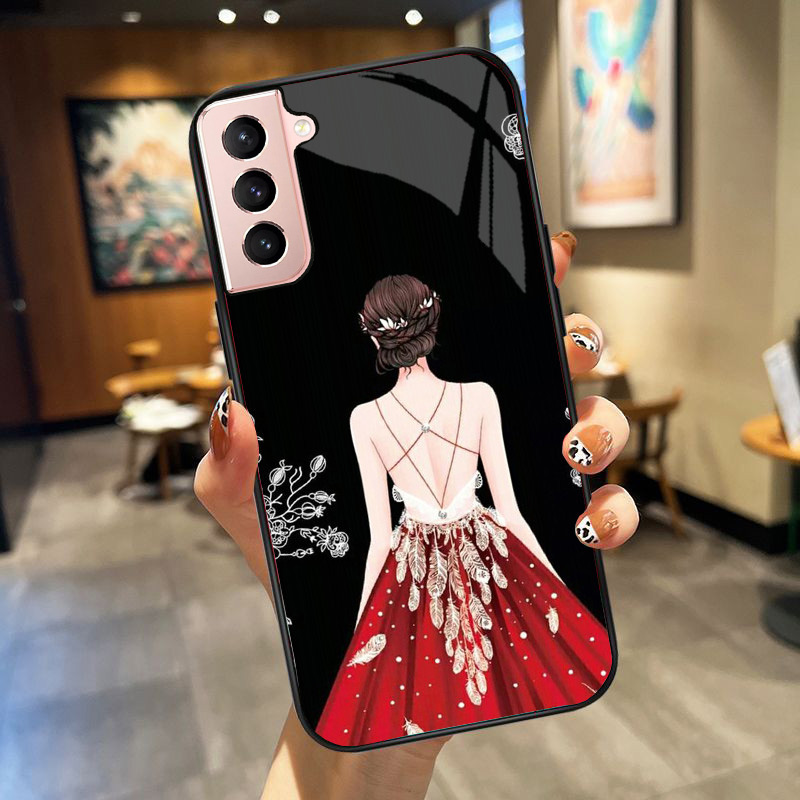 Ốp Lưng SAMSUNG GALAXY S21 5G,S21 ULTRA, S21 PLUS 5G, S21 FE 5G mặt kính cường lực cao cấp, ốp đôi