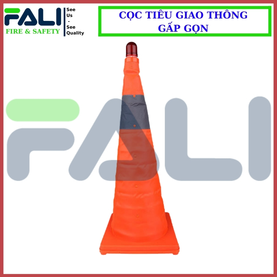 Cọc tiêu giao thông gấp gọn có đèn chớp 24 inch FL-CT03, cọc tiêu di động, trụ giao thông phản quang cho công trình