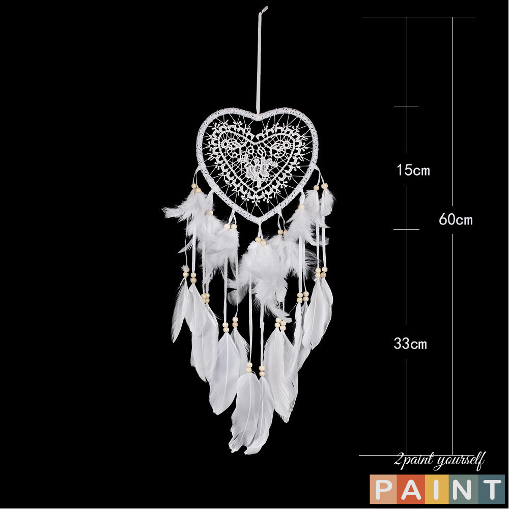 Dreamcatcher lông vũ gắn đèn led hình tim, Đèn led trang trí
