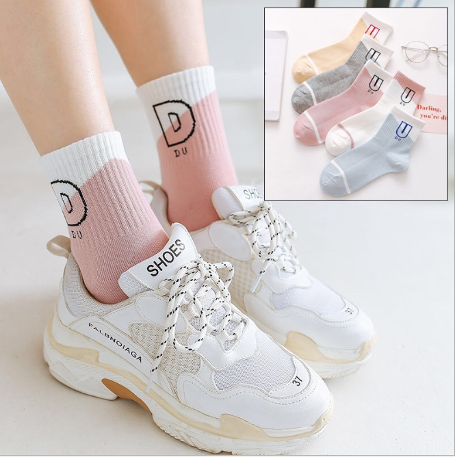 Set 5 Đôi Tất Vớ Nữ Cổ Lỡ D.U Đủ Màu