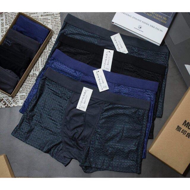Hộp 4 quần sịp nam đùi boxer thông hơi (ảnh thật)