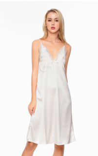 Dreamy VD01 - Váy ngủ lụa cao cấp dáng dài phối ren ngực quyến rũ màu trắng thumbnail