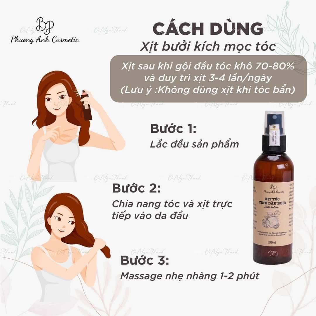 XỊT BƯỞI KÍCH MỌC TÓC cấp ẩm, giảm rụng,tóc nhanh dài, dày
