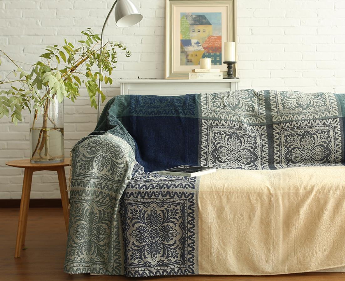Thảm 2 mặt Ấn Độ Thảm trang trí Thảm thổ cẩm Thảm sofa Khăn phủ Sofa 150x190cm. Thảm vintage thổ cẩm họa tiết thổ cẩm độc đáo giá rẻ.