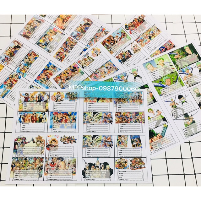 Nhãn vở anime ONE piece combo 48 cái