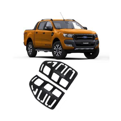 Bộ ốp đèn hậu mẫu màu đen xe ford ranger 2016-2019