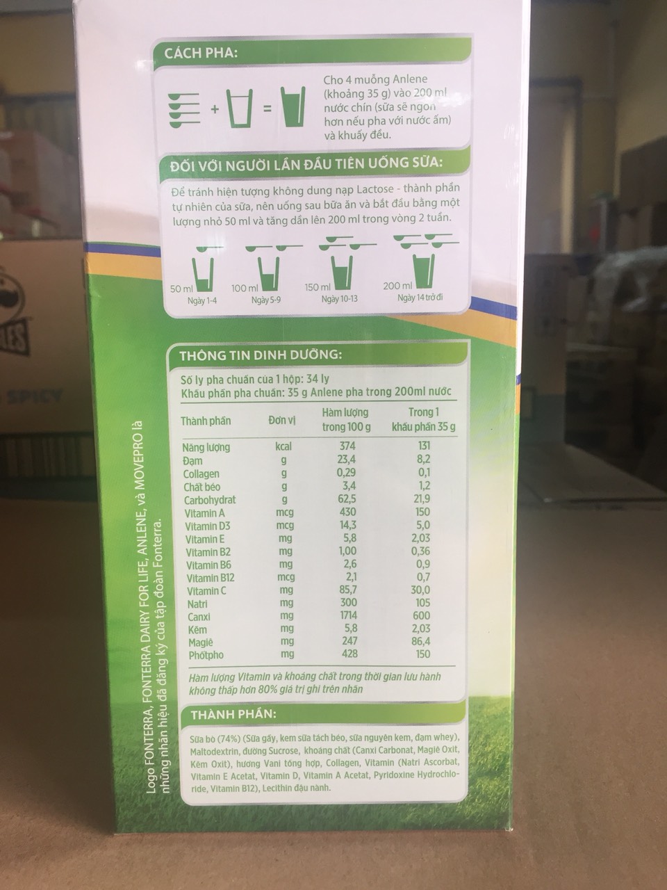 Sữa Bột Anlene Vani Gold Move Pro Hộp Giấy 1.2kg ( Trên 40 Tuổi )