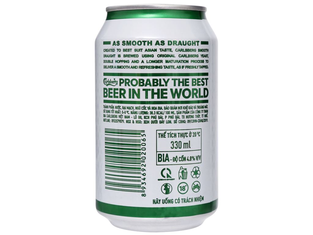 [Siêu thị WinMart] -Bia Carlsberg Smooth Draught lon 330ml