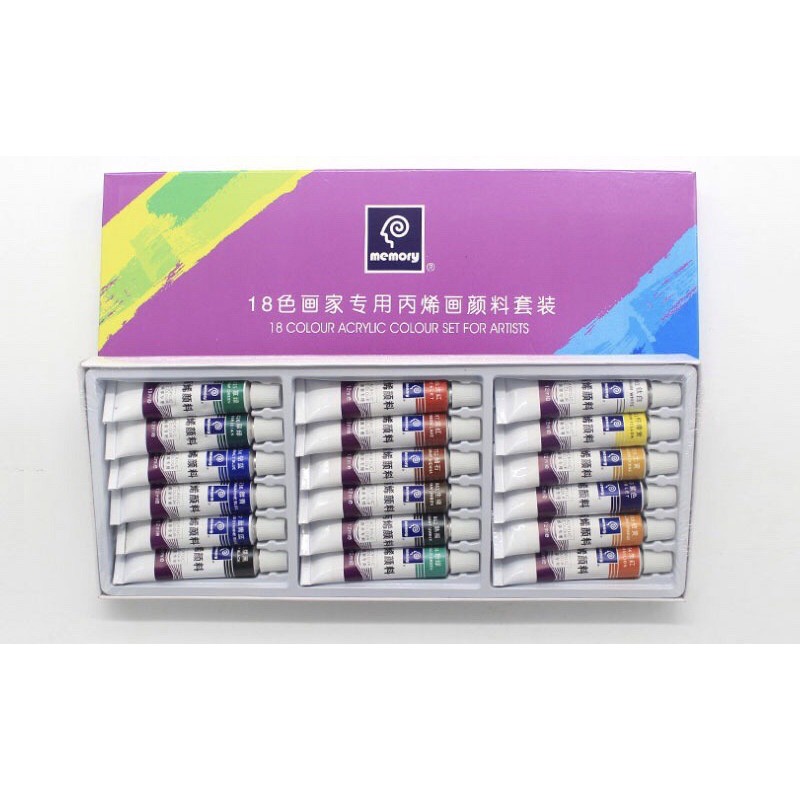 Combo đất sét 2kg và màu vẽ Acrylic Memory 18 màu