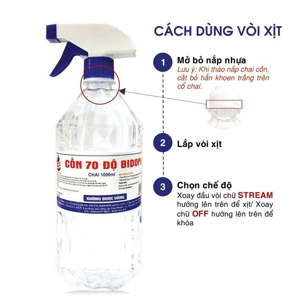 Dung Dịch Sát Khuẩn 70° Xịt Sát Khuẩn An Toàn 1 lít.