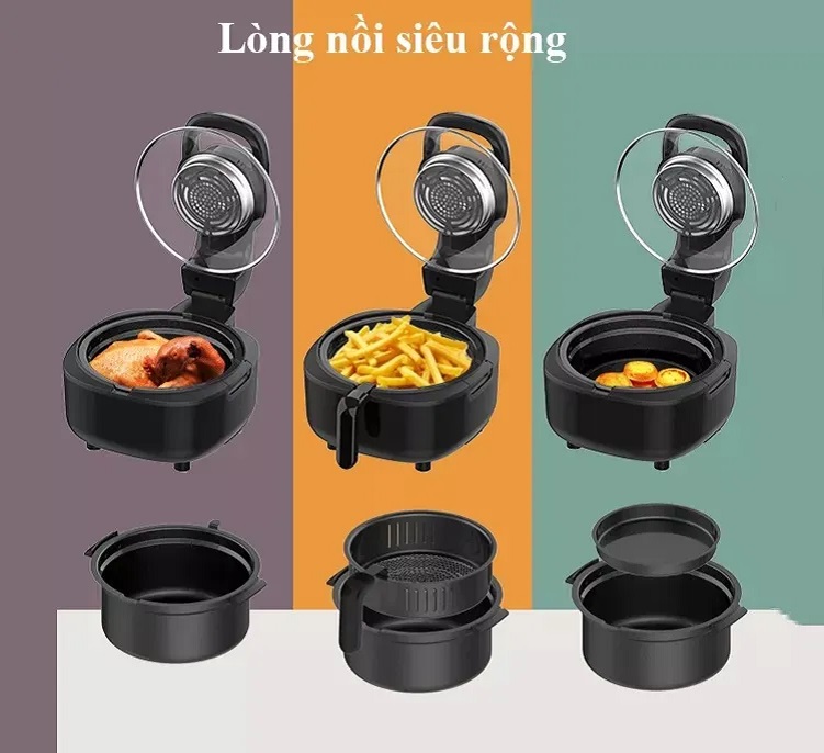 Nồi Chiên Không Dầu Camel 12 Lít Có Mặt Kính Kiểm Soát Nướng, Chiên Công Suất Lớn Chiên Luôn Con Gà 5Kg ,Đa Chức Năng ,Nồi Chiên Không Dầu Giá Rẻ Laz Police