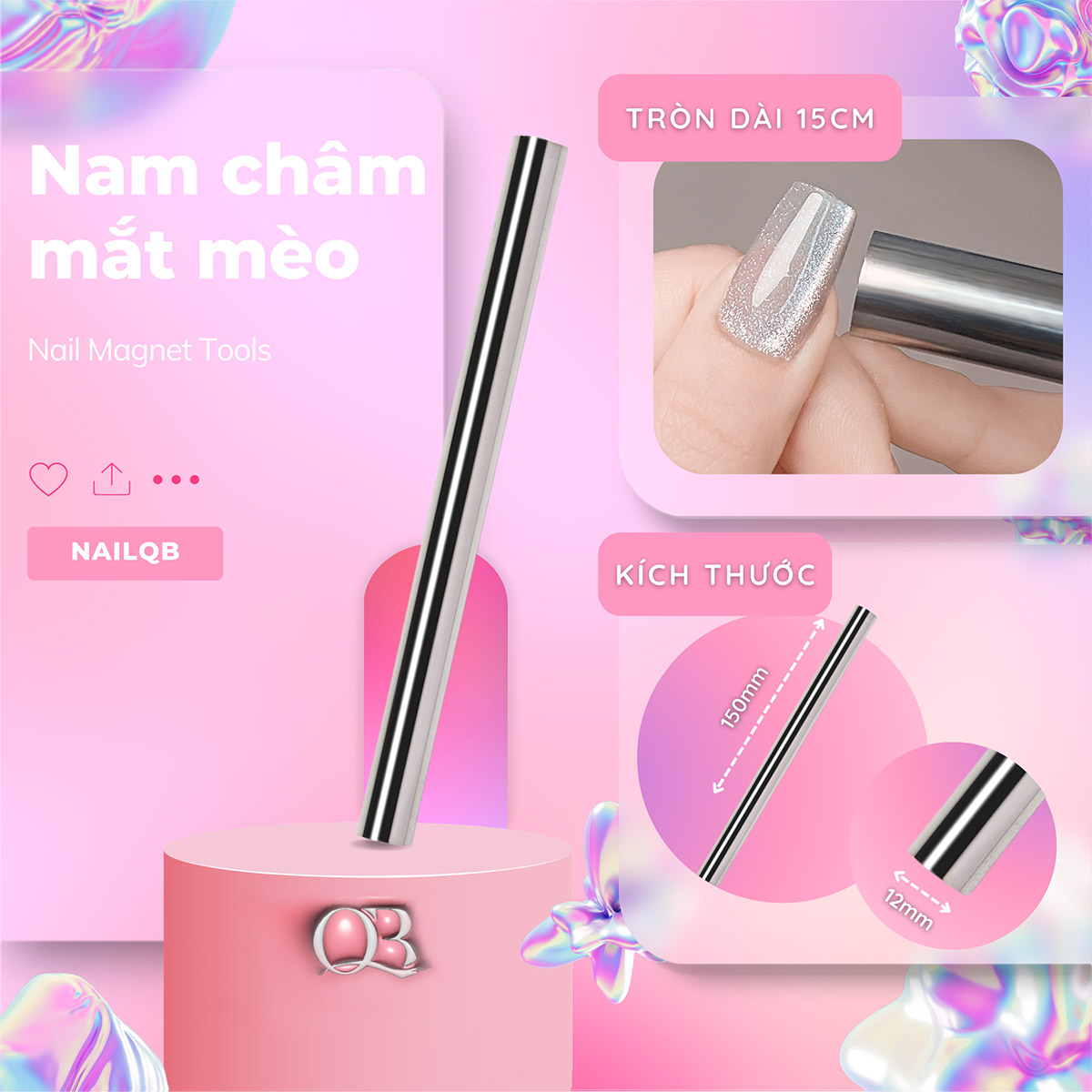 Thanh nam châm tạo hiệu ứng mắt mèo 3D cho móng - cây đẩy mắt mèo đa năng lực đẩy mạnh