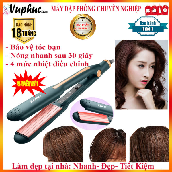 Máy dập xù bấm  tóc gợn sóng xoăn bản to giá rẻ Kemei KM-9827, máy dập xù tóc chân vuông dùng cho salon chuyên nghiệp, dùng tại gia đình, dụng cụ làm tóc đa năng tại nhà, shop bán kèm KM 329. giá rẻ