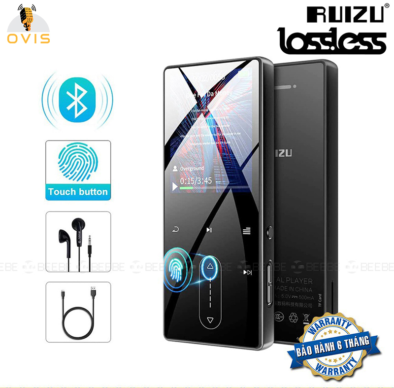 [BH 1 ĐỔI 1] Máy Nghe Nhạc Bluetooth MP3 Player RUIZU D22 Phím Cảm Ứng, Hỗ Trợ Xem Video Avi, Loa Ngoài (8Gb)