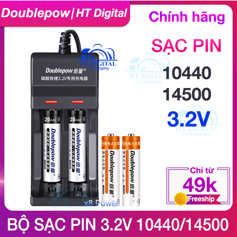 Bộ Sạc Pin 10440 / 14500 3.2V Doublepow Cao Cấp tự ngắt