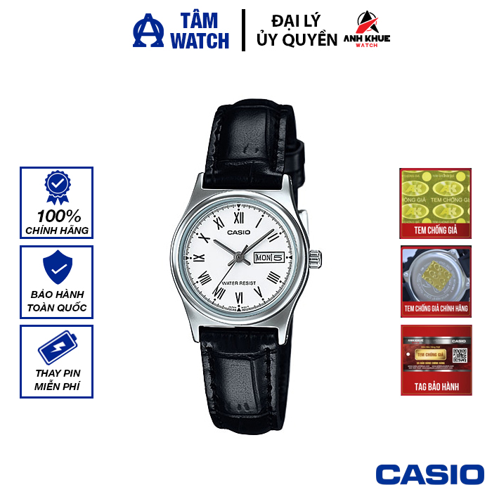 Đồng hồ nữ dây da Casio Standard chính hãng Anh Khuê LTP-V006 Series (25mm)