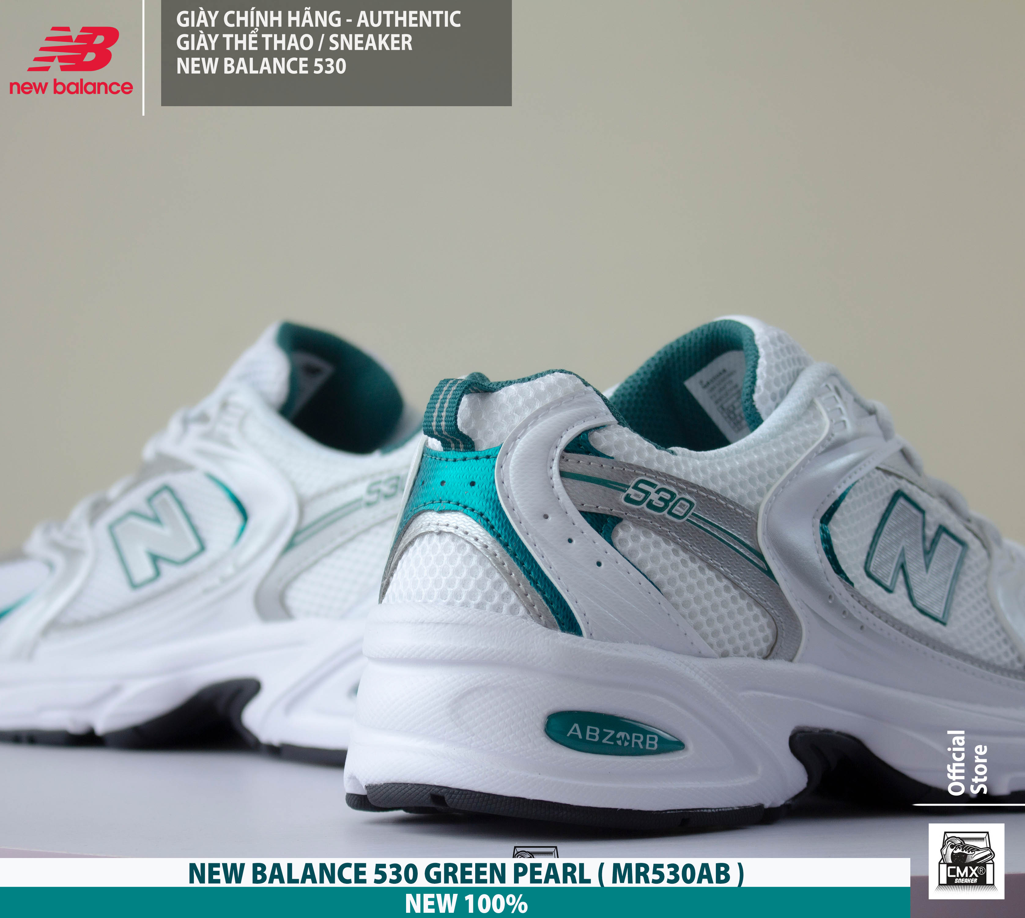 😘 [ HÀNG CHÍNH HÃNG CÓ SẴN ] Giày New Balance 530 GREEN PEARL SILVER ( MR530AB ) - AUTHENTIC 100%