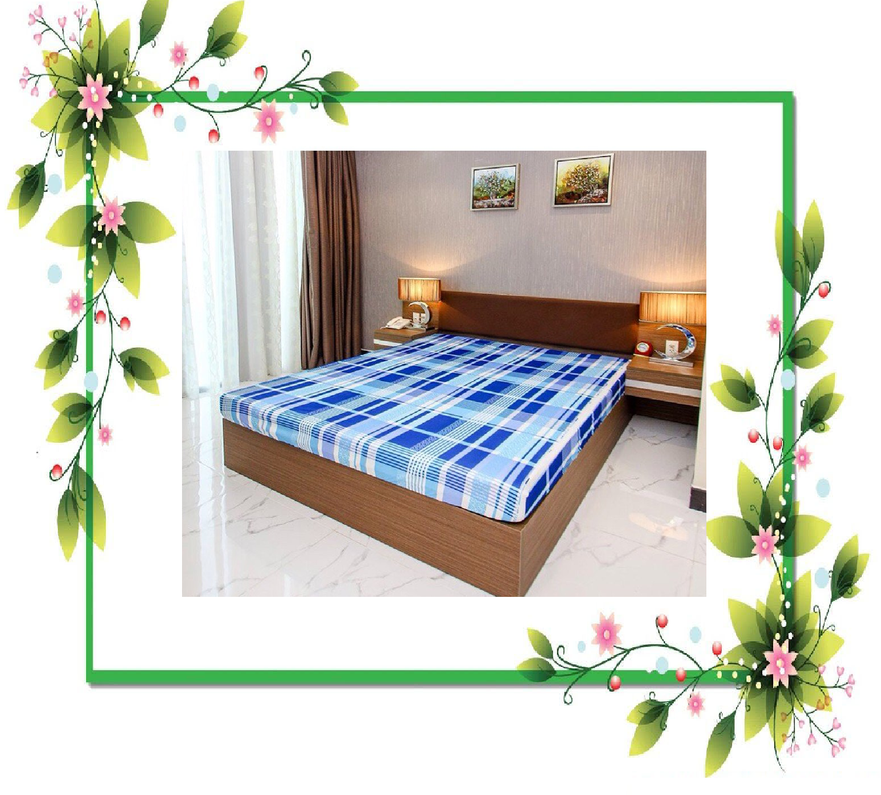Ga 2m2 x 2m x 10cm thun lạnh sọc cao cấp