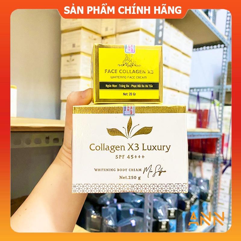 Kem body collagen x3 luxury + kem face + kích trắng da