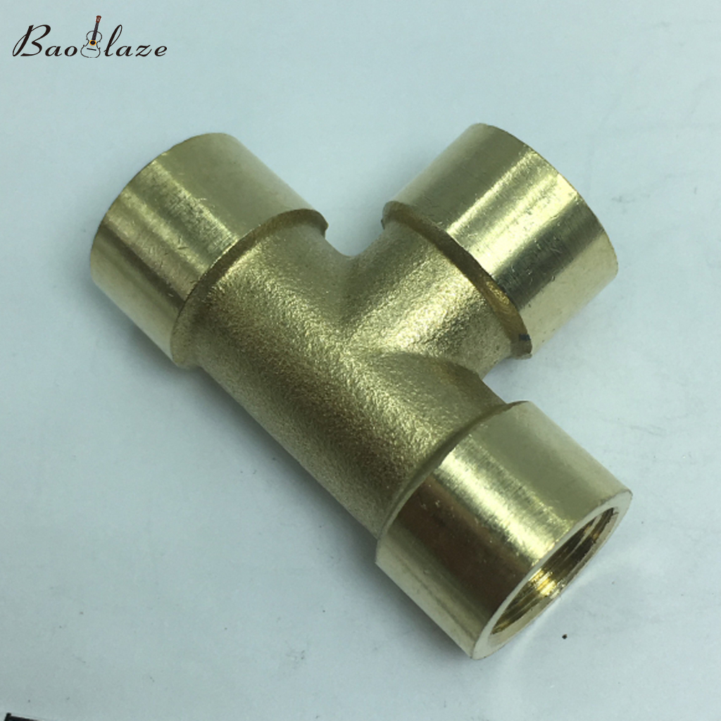 Baoblaze 1 Pc Female X Female X Female Tee Brass Thread Pipe Connector Adapter
