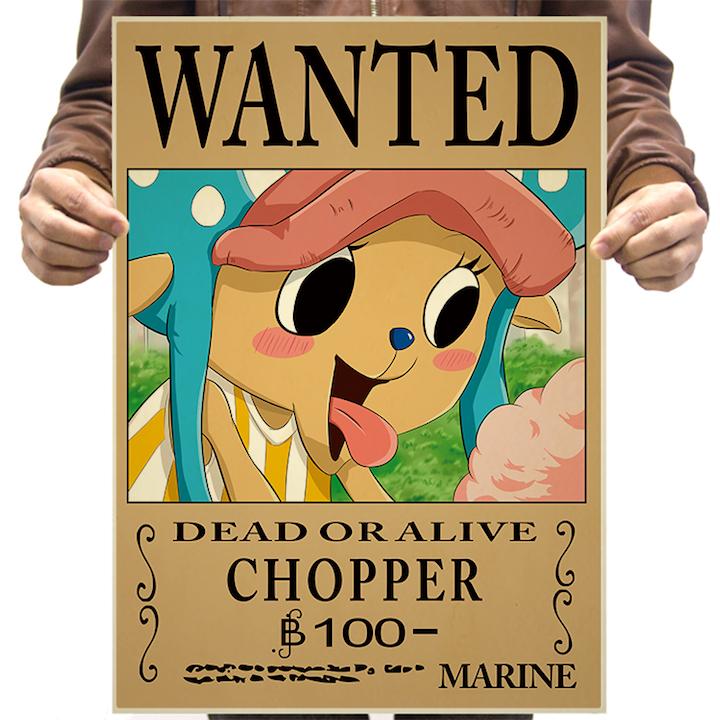 Poster anime dán tường Wanted Băng Mũ Rơm - One Piece