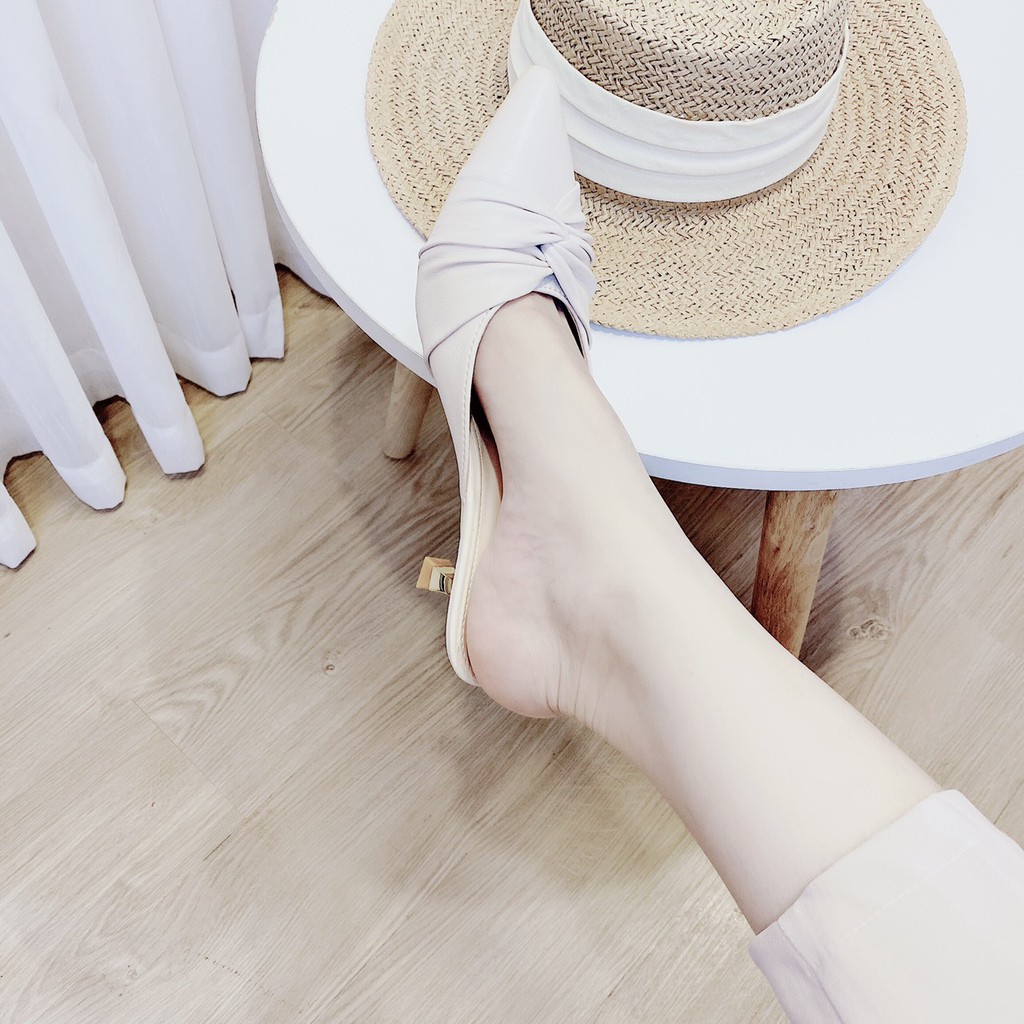 Dép sục nữ bít mũi gót bọc đồng 3cm sang chảnh
