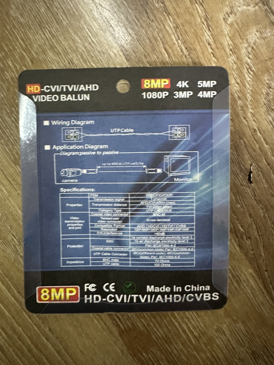 Video Balun 8MP Camera HD-TVI, HD-CVI & AHD