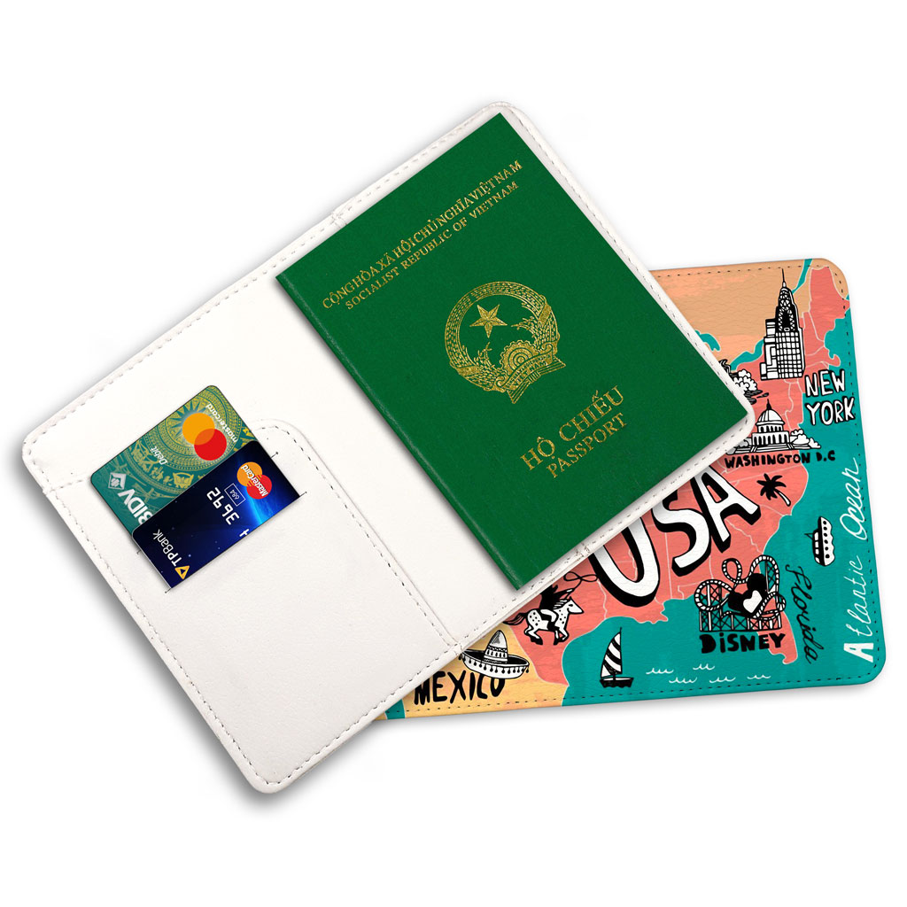 Passport leather holder - Travel passport holder - Travel To America - USA - LT048 StormBreaker