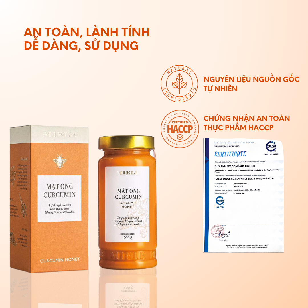 Mật ong nghệ curcumin Miele 250g, 400g, 700g