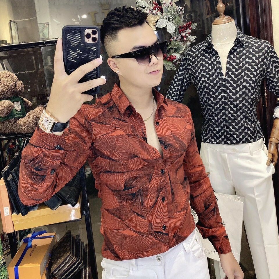 [HCM]ÁO SOMI NAM TAY DÀI HỌA TIẾT MỚI ĐẸP CHẤT LỤA CAO CẤP MẪU MỚI THỜI TRANG  THỎ TÂY SHOP94 L057