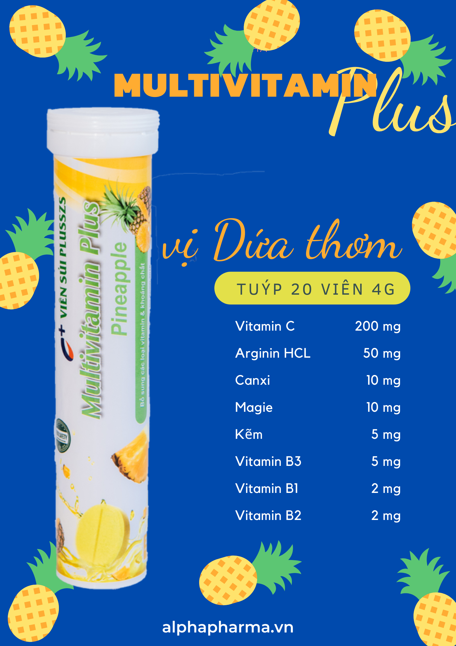 Viên sủi hương dứa Alpha 4g