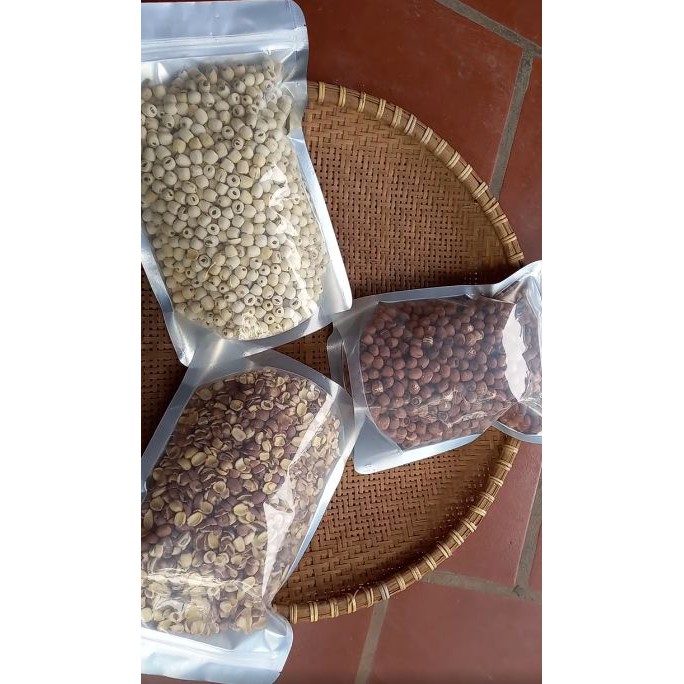 Hạt sen khô lứt nguyên hạt - còn nguyên vỏ lụa 500gr